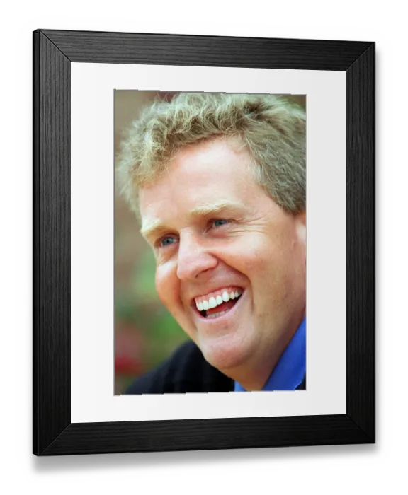 Framed Print : Colin Montgomerie golfer at a press conference July 1997 on the eve of the Open Golf
