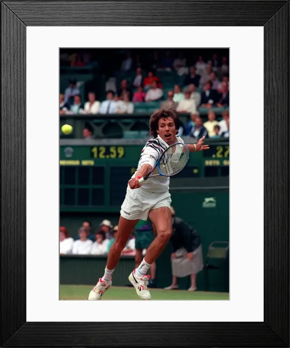 Framed Print : Michael Stich competing in the 1991 Wimbledon Championship Framed Print : Michael Stich competing in the 1991 Wimbledon Championship