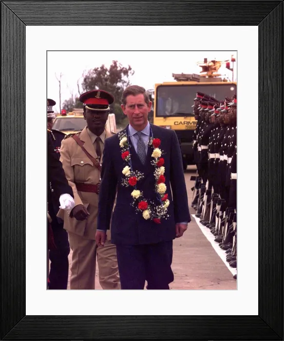 Framed Print : Prince Charles arrives in Swaziland in Africa, October 1997 Framed Print : Prince Charles arrives in Swaziland in Africa, October 1997