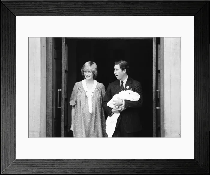 Framed Print : Prince William Collection 1982 Prince Charles, the Prince of Wales holds his Framed Print : Prince William Collection 1982 Prince Charles, the Prince of Wales holds his