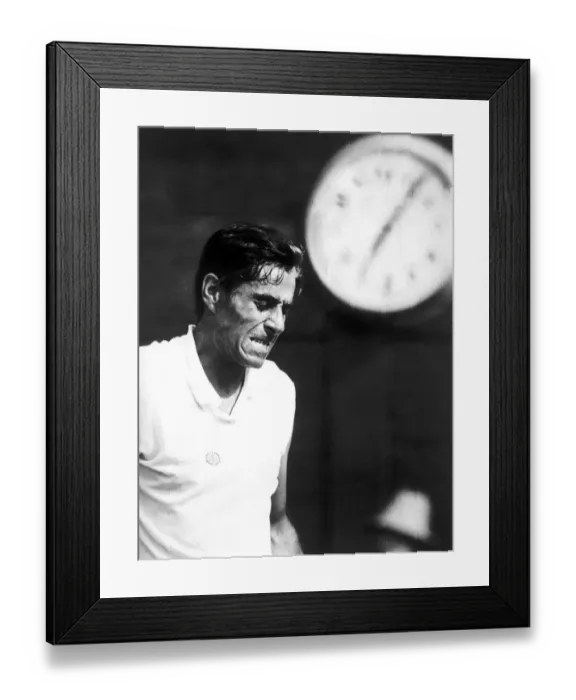 Framed Print : Pancho Gonzales playing C Paserell during the 1969 Wimbledon Tennis Championships Framed Print : Pancho Gonzales playing C Paserell during the 1969 Wimbledon Tennis Championships