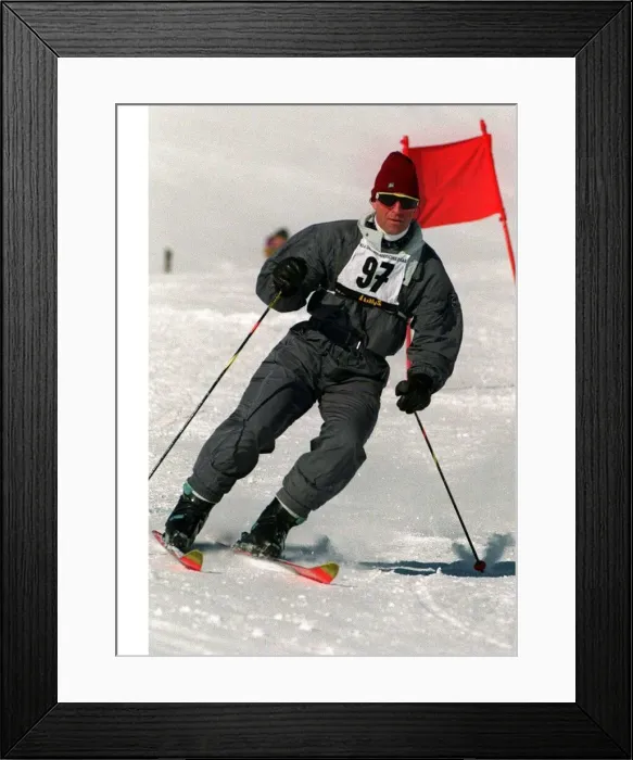 Framed Print : Prince Charles in ski race at Klosters where he is on holiday with Prince Harry January Framed Print : Prince Charles in ski race at Klosters where he is on holiday with Prince Harry January
