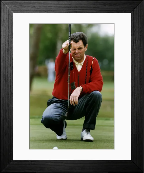 Framed Print : Bernard Gallacher Golf lining up a putt on the green Framed Print : Bernard Gallacher Golf lining up a putt on the green