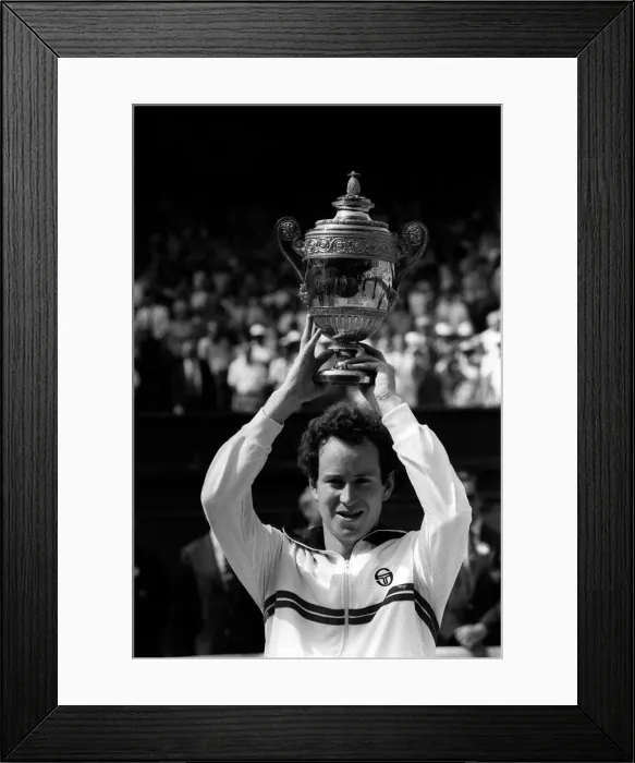 Framed Print : John Mcenroe wins the Wimbledon mens singles final in 1984 against Jimmy Connors