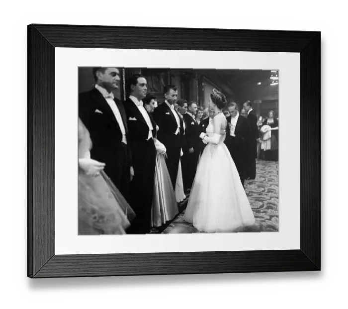 Framed Print : Queen Elizabeth II seen here attending a film premiere of Beau Brammell at the Empire