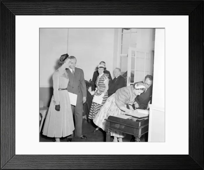 Framed Print : Princess Margaret seen here signing the visitors book during a visit to Sunshine Homes of Framed Print : Princess Margaret seen here signing the visitors book during a visit to Sunshine Homes of
