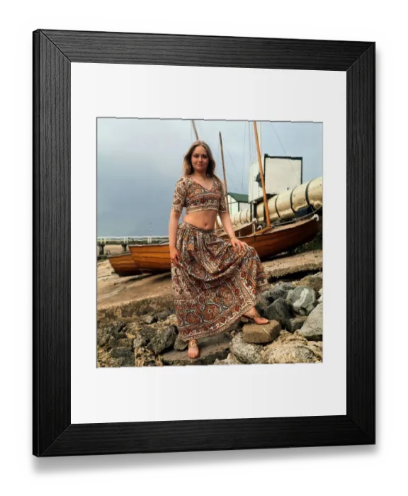 Framed Print : Linda Hayden standing beside boats September 1975