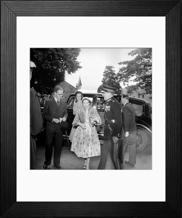 Framed Print : Princess Margaret seen here being greeted on her arrival at Sunshine Homes of