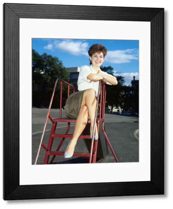 Framed Print : Teri Lally in playground September 1984 Framed Print : Teri Lally in playground September 1984