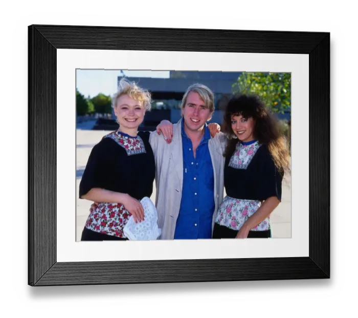 Framed Print : Timothy Spall actor November 1985 with Sylvia Millecam and Gusta Gerritsen fromt he film