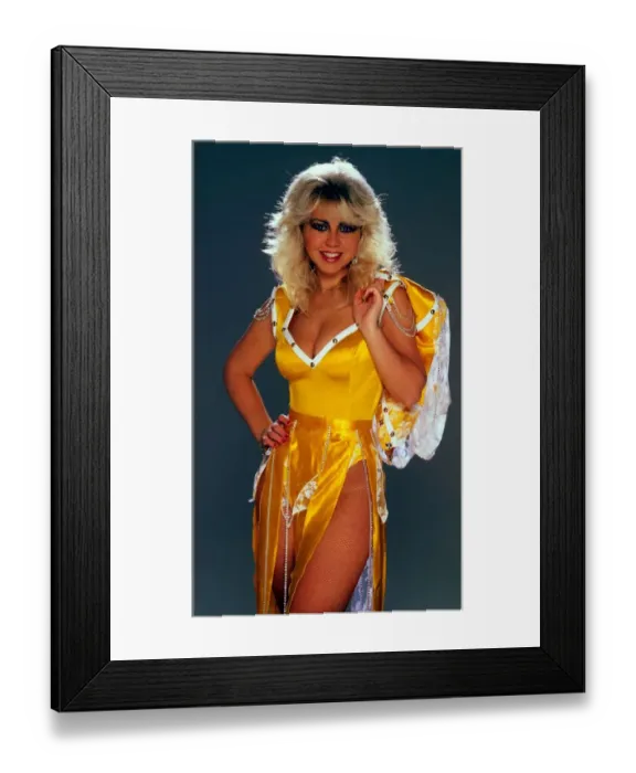 Framed Print : Gina Mayer wearing yellow dress November 1986 Framed Print : Gina Mayer wearing yellow dress November 1986