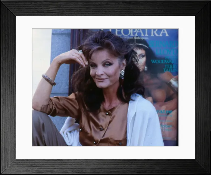 Framed Print : Kate O Mara actress actor October 1989 beside a poster of Cleopatra in Aberdeen Framed Print : Kate O Mara actress actor October 1989 beside a poster of Cleopatra in Aberdeen