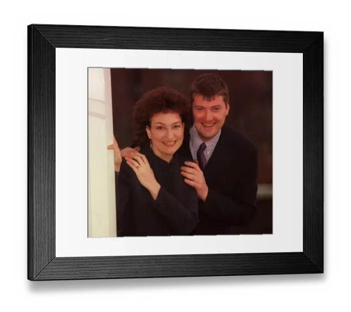 Framed Print : Blythe Duff actress January 1998 with her boyfriend fiance police officer Tom Forrest