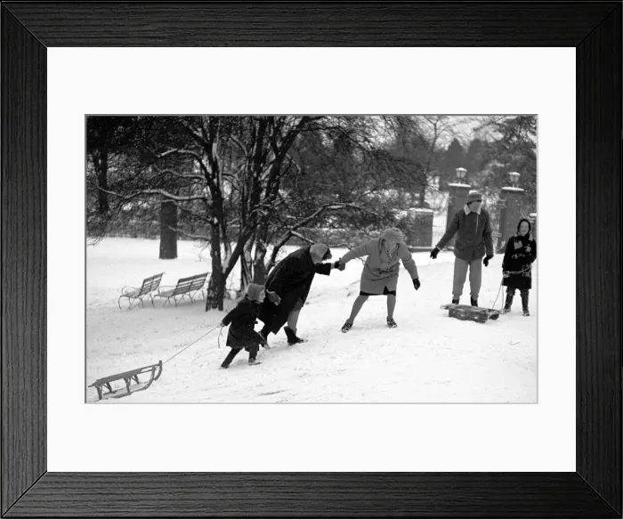 Framed Print : Children sledging at The Grove, Keniworth Road, Coventry. 3rd January 1963 Framed Print : Children sledging at The Grove, Keniworth Road, Coventry. 3rd January 1963