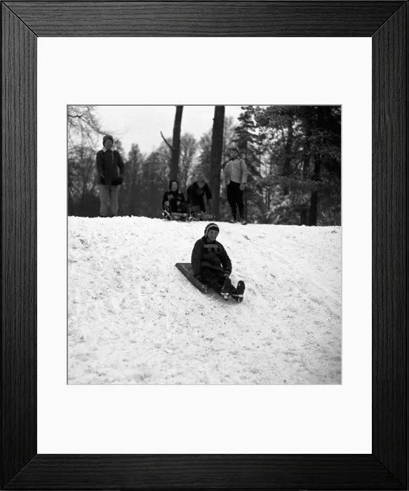 Framed Print : Children sledging at The Grove, Kenilworth Road, Coventry. 3rd January 1963 Framed Print : Children sledging at The Grove, Kenilworth Road, Coventry. 3rd January 1963