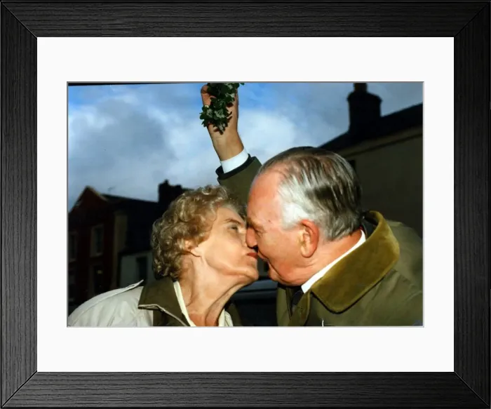 Framed Print : Christmas - Joyce and Jack Butt can t wait to try out the mistletoe they Framed Print : Christmas - Joyce and Jack Butt can t wait to try out the mistletoe they