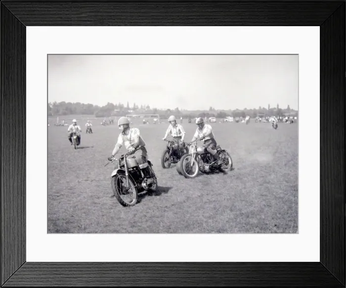 Framed Print : Sweeping out to the attack, exhausts crackling, three players jockey for position before Framed Print : Sweeping out to the attack, exhausts crackling, three players jockey for position before