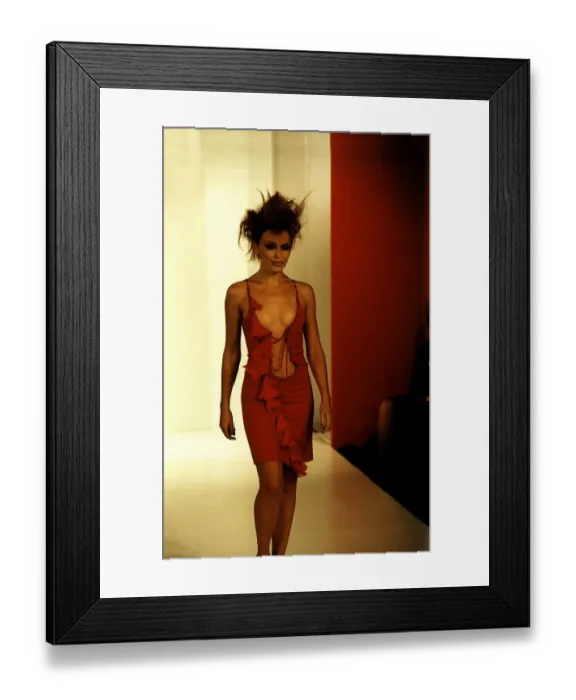 Framed Print : Kylie Minogue Singer Actress walking on the catwalk at a London fashion show showing off Framed Print : Kylie Minogue Singer Actress walking on the catwalk at a London fashion show showing off