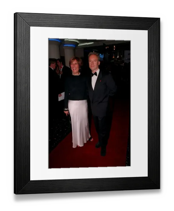 Framed Print : Lynda Bellingham Actress August 98 With unidentified man at the premiere of
