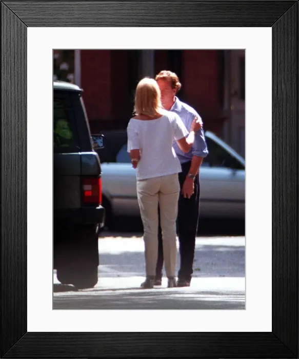 Framed Print : James Hewitt kissing Cindy Jackson August 1998 The couple met at a party held by
