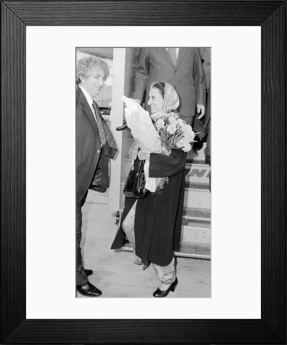 Framed Print : Mrs Indira Gandhi Indian Prime Minister seen here arriving at Heathrow airport