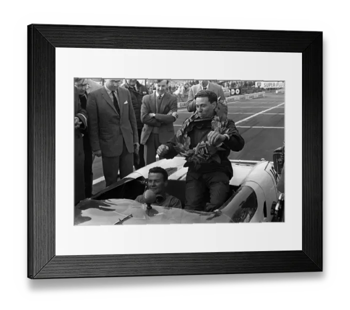 Framed Print : Jim Clark formula one motor racing driver April 1963 holding cup with laurel Framed Print : Jim Clark formula one motor racing driver April 1963 holding cup with laurel