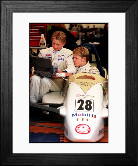 Framed Print : Motor Racing Brothers John And Ryan Dalziel August 1998 On The First Steps Of The Ladder