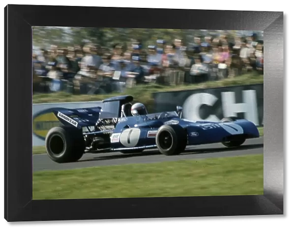 Jackie Stewart motor racing driver in Tyrrell Ford car 1971 at Brands Hatch
