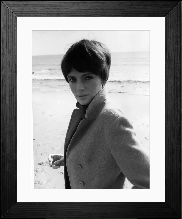 Framed Print : Jacqueline Bisset actress on the beach in Malibu 1967