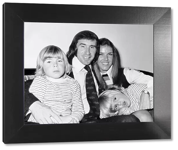 Jackie Stewart with wife Helen Stewart and sons Paul Stewart and Mark Stewart 1973