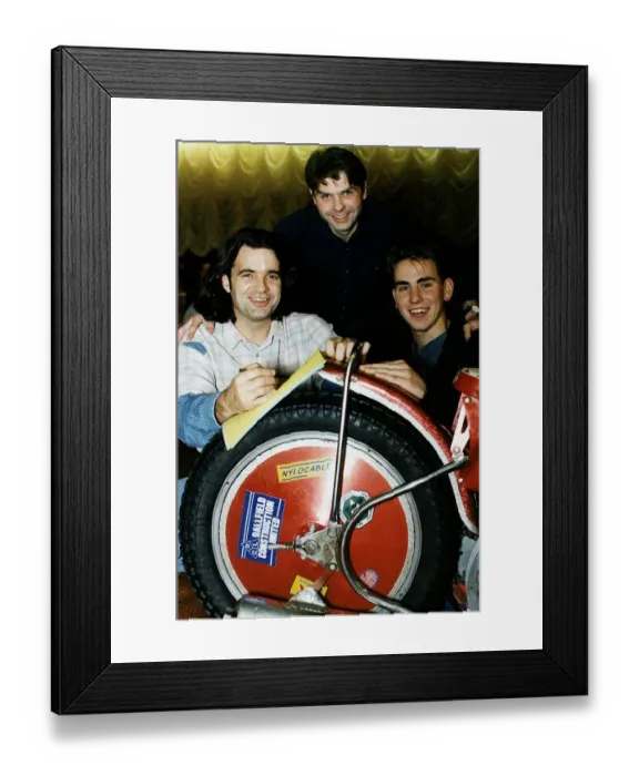 Framed Print : Sean Courtney David Walsh James Grieves speedway rider re-sign for Glasgow Tigers