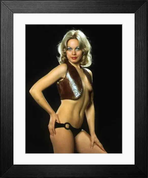 Framed Print : Lillian Muller in leather waistcoat & briefs March 1974 Framed Print : Lillian Muller in leather waistcoat & briefs March 1974
