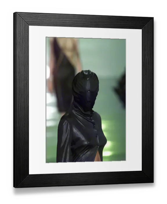 Framed Print : Clothing by Michiko Koshino 1998 modelled by Model during London Fashion Week Framed Print : Clothing by Michiko Koshino 1998 modelled by Model during London Fashion Week
