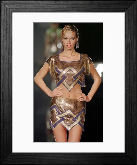 Framed Print : Adriana Sklenarikova January 1999 The face of Wonderbra poses at the Paco Rabanne