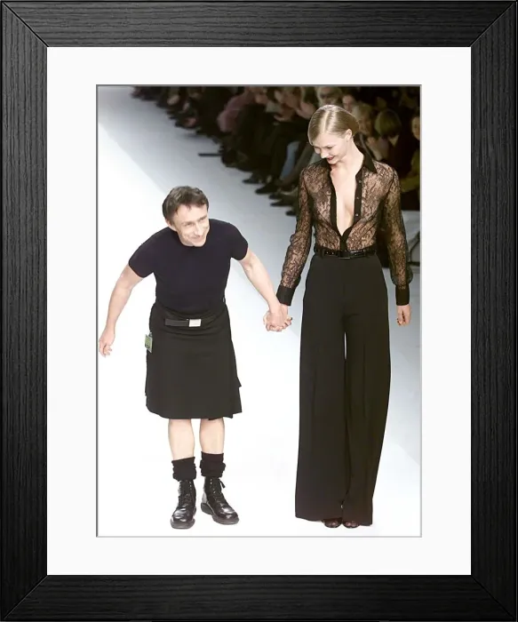 Framed Print : Clothing Fashion Jasper Conran London Fashion Feb 2000 supermodel Jodie Kidd