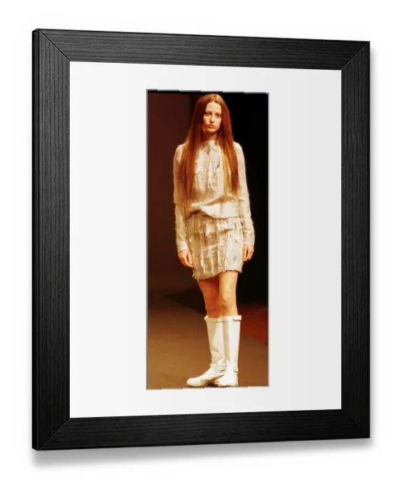 Framed Print : Model wearing a design by Ocimar Versolato March 1999 in Paris during Paris Fashion