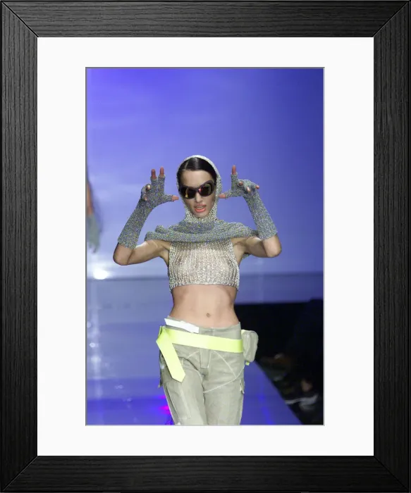 Framed Print : Clothing by Michiko Koshino 1998 modelled by Model during London Fashion Week