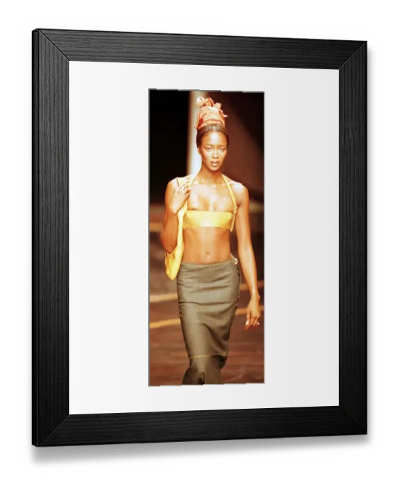 Framed Print : Supermodel Naomi Campbell Italy Milan Fashion Week 1998 Naomi Campbell walks down Framed Print : Supermodel Naomi Campbell Italy Milan Fashion Week 1998 Naomi Campbell walks down
