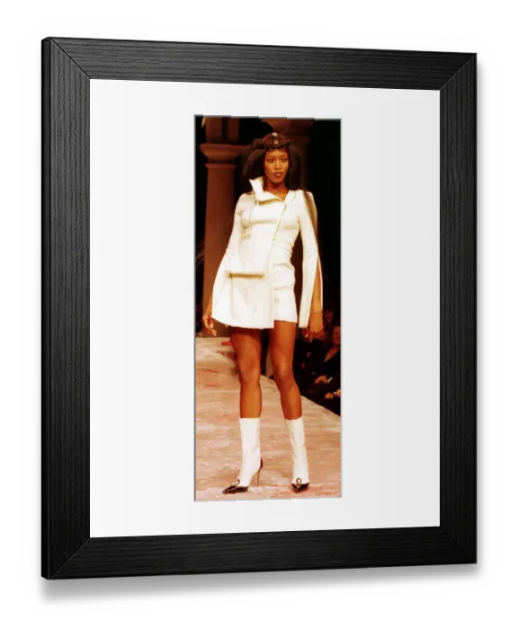 Framed Print : Naomi Campbell Model models at the Antonio Berardi show in Milan Wearing white mini Framed Print : Naomi Campbell Model models at the Antonio Berardi show in Milan Wearing white mini