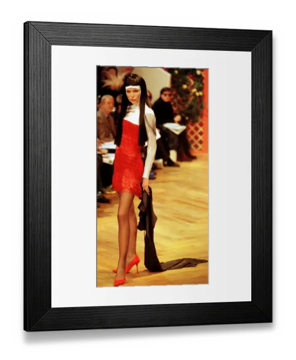 Framed Print : Clothing France Paris Fashion week 1999 Model wearing Givenchy clothes walking Framed Print : Clothing France Paris Fashion week 1999 Model wearing Givenchy clothes walking