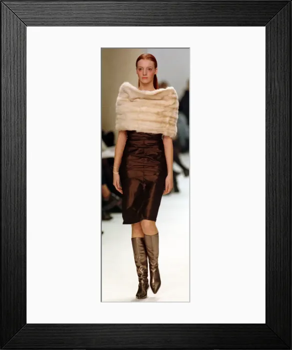 Framed Print : Sunniva in Lawrence Steels Fur Cape March 1999 for Milan fashion Week 1999 Framed Print : Sunniva in Lawrence Steels Fur Cape March 1999 for Milan fashion Week 1999