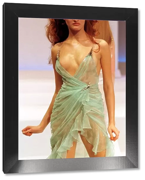 Zdenka Models for Thierry Mugler at Paris Fashion Week 1999 Wearing a green