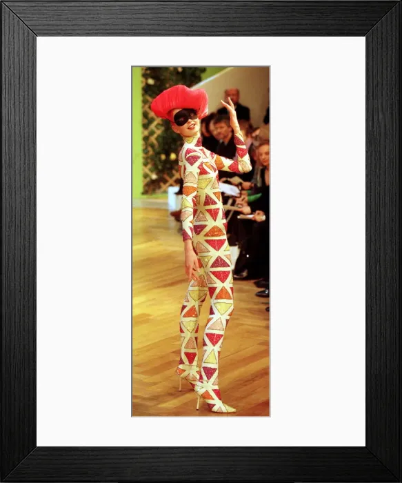 Framed Print : Clothing France Paris Fashion week 1999 Model wearing Givenchy clothes walking