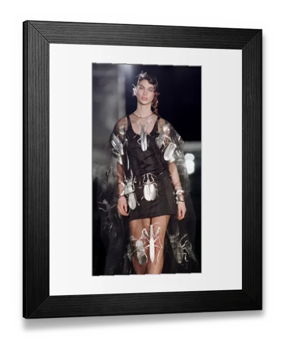 Framed Print : Model Wearing Insect Dress January 1999 at the Paco Rabanne Fashion Show in Paris