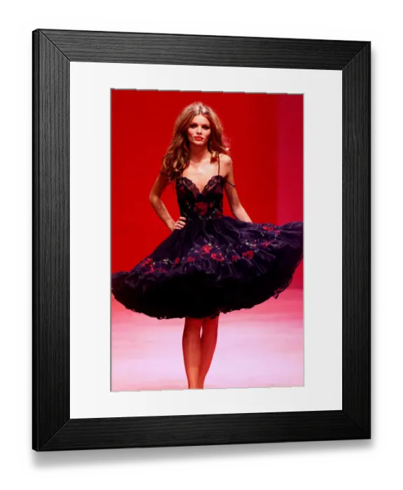 Framed Print : Clothing by Betsey Johnson 1998 modelled by Esther Canadas Model during London Fashion