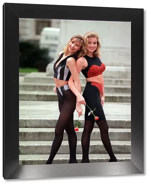 Fiona and Kate wearing outfits by Charnos March 1990 Black Velvet stockings by