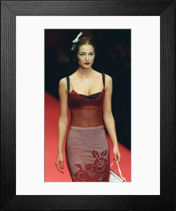 Framed Print : A model displays the latest from Dolce and Gabbanas collection for the autumn / winter Framed Print : A model displays the latest from Dolce and Gabbanas collection for the autumn / winter