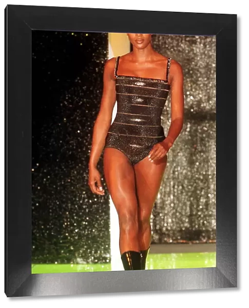 Naomi Campbell supermodel models Versace swimwear design January 1999 at