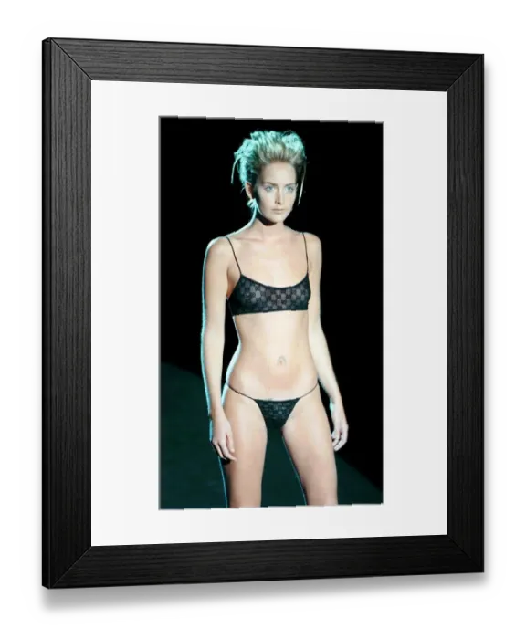 Framed Print : Milan Fashion Week 1997 A model wearing Gucci