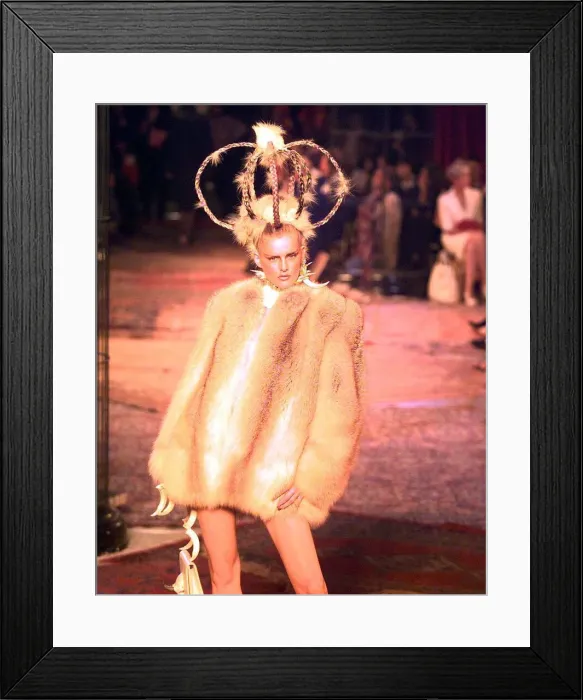 Framed Print : Stella Tennant Model at Paris Fashion Show 1997 wearing Givenchy fashions - fur Framed Print : Stella Tennant Model at Paris Fashion Show 1997 wearing Givenchy fashions - fur
